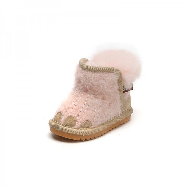 Winter 2020 new children's snow boots baby shoes toddler shoes 1-3 years old casual baby soft soled cotton boots 