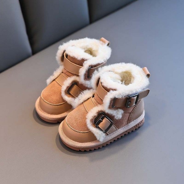 Baby snow boots baby soft soled walking shoes 1-3 years old boys' casual cotton shoes with plush and thickened winter girls' fashion