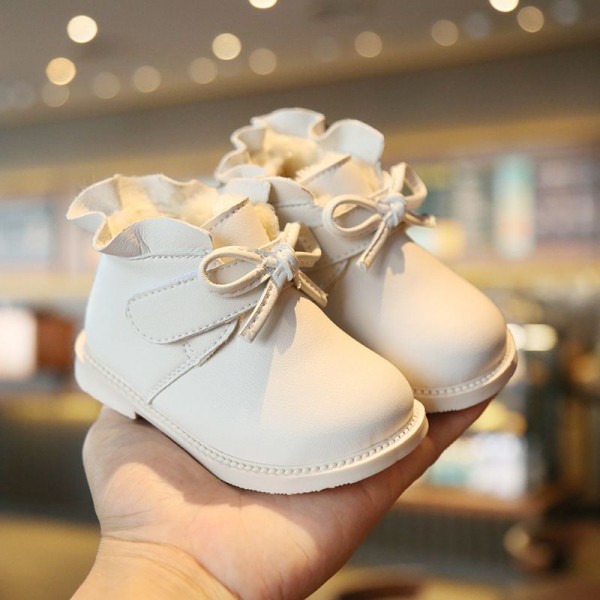 Girl Princess Soft soled 1-3 years old plush and thickened cotton shoes baby 0-1 years old walking shoes winter children's boots 2