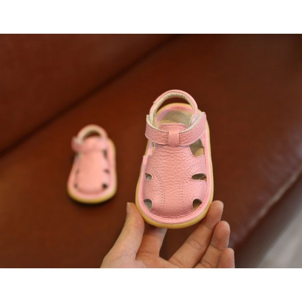 2020 new leather baby walking shoes sandals female 0-1-3 years old male summer soft sole Baotou wholesale