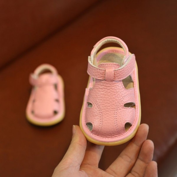 2020 new leather baby walking shoes sandals female 0-1-3 years old male summer soft sole Baotou wholesale