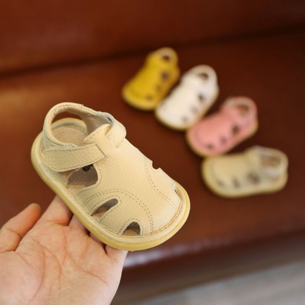 2020 new leather baby walking shoes sandals female 0-1-3 years old male summer soft sole Baotou wholesale