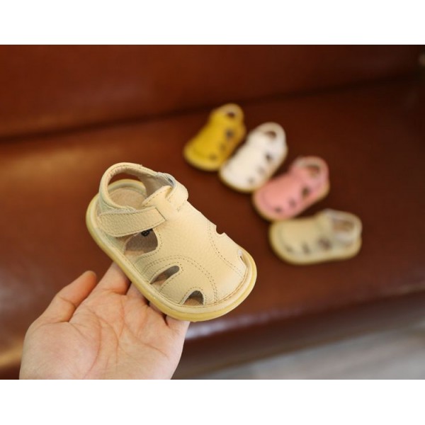 2020 new leather baby walking shoes sandals female 0-1-3 years old male summer soft sole Baotou wholesale