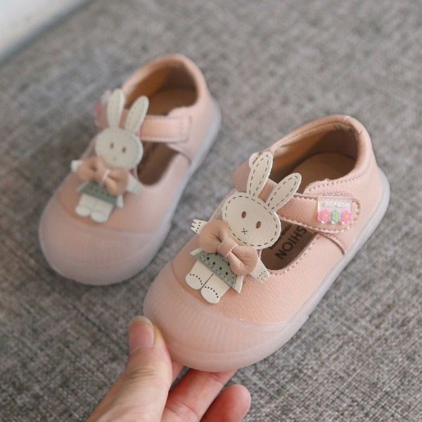 2020 baby shoes soft soled walking shoes cartoon cute little white rabbit children's shoes Baotou anti slip wear resistant princess shoes wholesale 