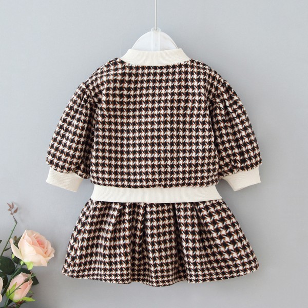 EW foreign trade children's clothing girls' autumn winter 2020 new middle and small children's coat and short skirt two piece set tz21