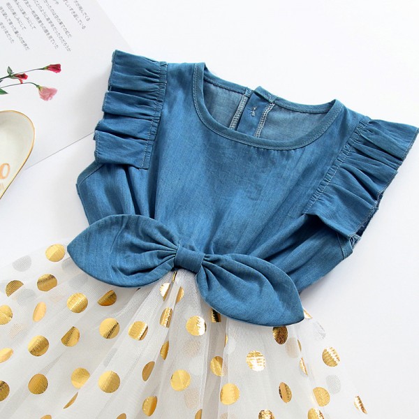 EW foreign trade children's wear 2020 new summer girls' dress Korean bow net princess skirt 1938