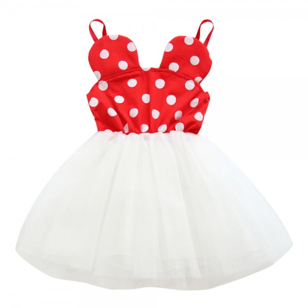 Pompous skirt children's summer girls mesh skirt new Mickey dot suspender princess skirt