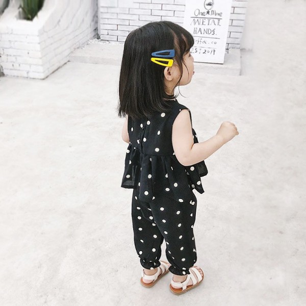 EW foreign trade children's summer new suit 2020 girls' Polka Dot sleeveless bloomers cute two piece set tz15