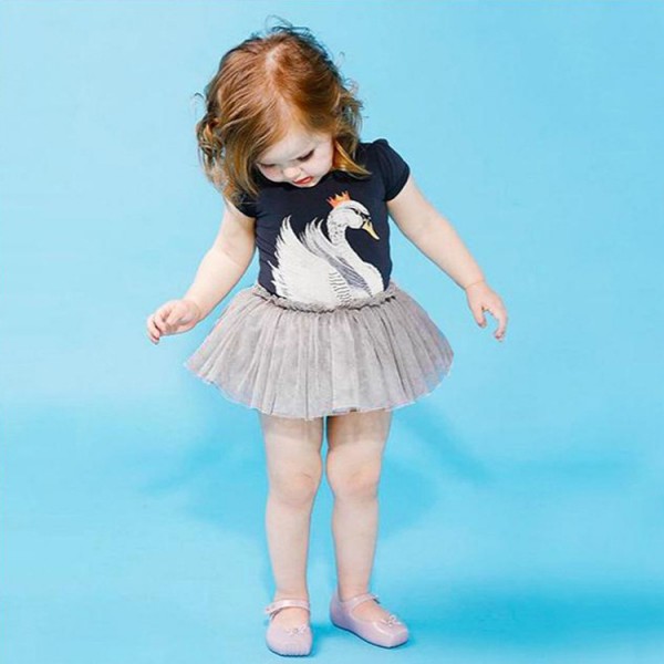 0.45ew European and American children's clothing new Swan one-piece baby clothing triangle climbing suit children's skirt K22