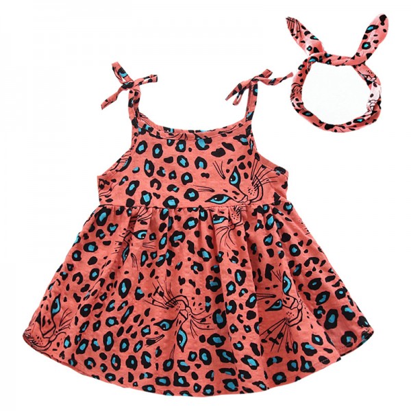 EW foreign trade children's clothing 2020 summer new dress leopard pattern suspender skirt 1947