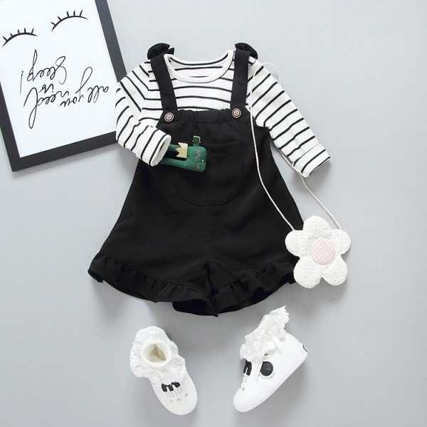 One hair generation children's clothing 2020 spring new girl's suit Korean stripe T-shirt wide leg pants two piece set T03