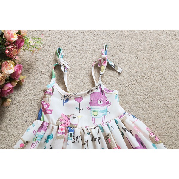 EW foreign trade children's wear Europe and America new cartoon graffiti girl Chiffon suspender skirt 168