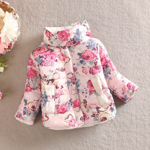 0.9 a new winter girls' flower thickened plush cotton padded jacket m288