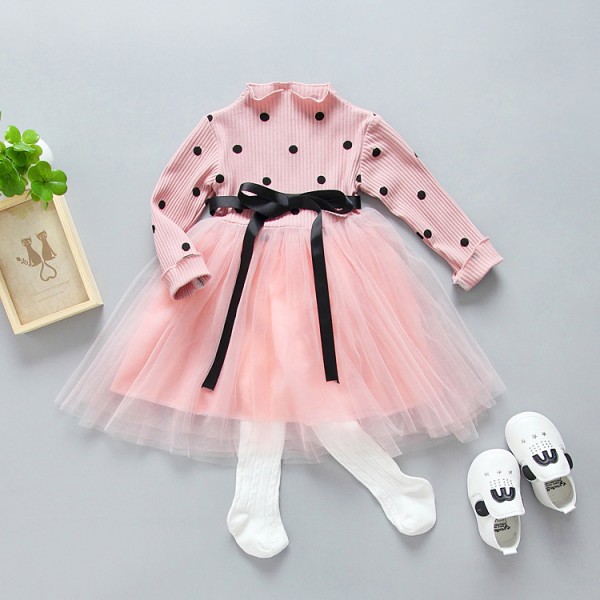 Children's 2020 spring and Autumn New Korean girls' dot dress princess skirt dr-01