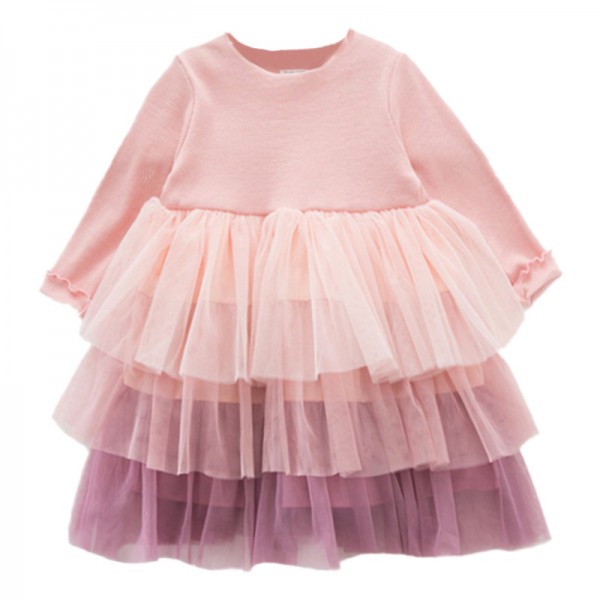 EW foreign trade children's clothing autumn 2020 new girl's dress Sweet Princess Dress three layer rainbow cake skirt