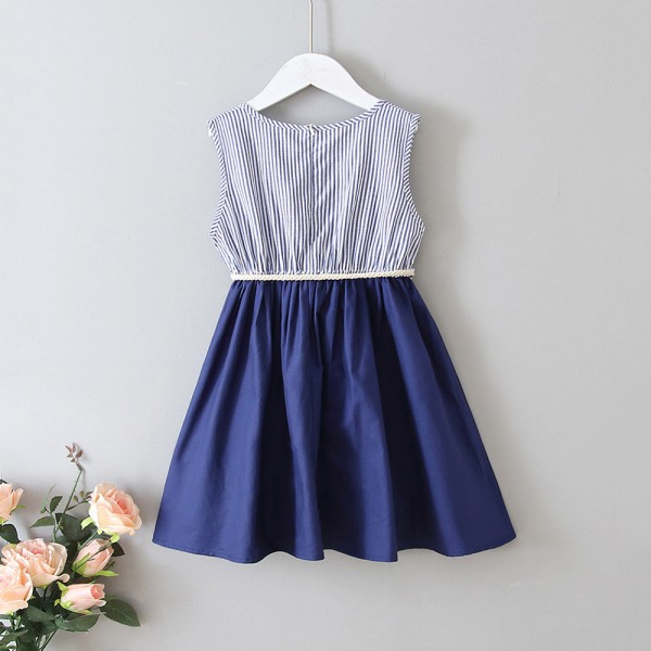 EW foreign trade children's clothing 2020 summer new girls' fashion stripe stitching waist lace up vest skirt q181