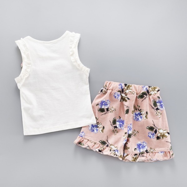 EW foreign trade children's clothing baby vest set summer new girls fashion vest shorts two piece set tz35