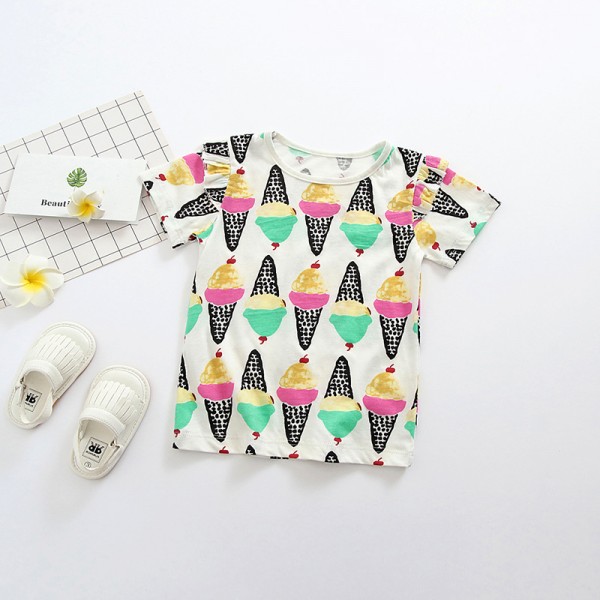 EW foreign trade children's clothing 2020 summer new ice cream printing denim strap skirt set tz41