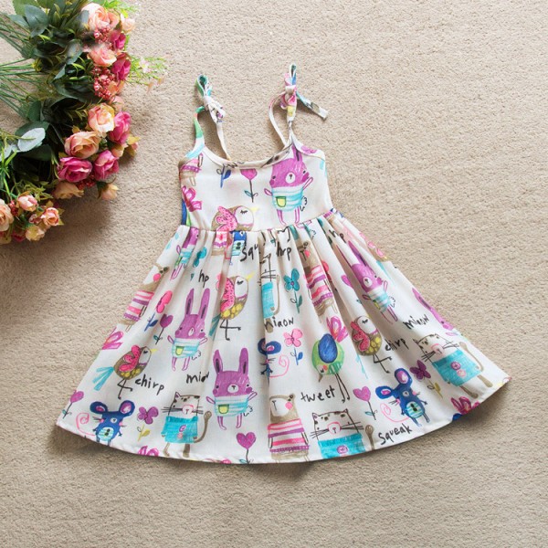 EW foreign trade children's wear Europe and America new cartoon graffiti girl Chiffon suspender skirt 168