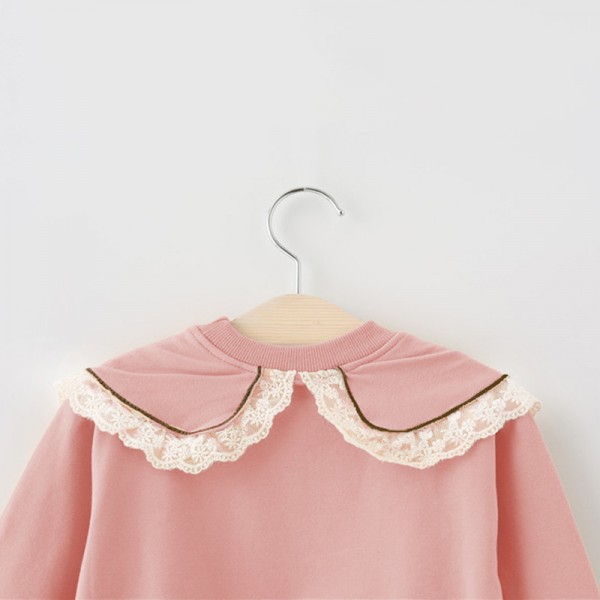 EW foreign trade children's wear autumn children's wear 2020 Korean version solid color lace collar bottomed sweater