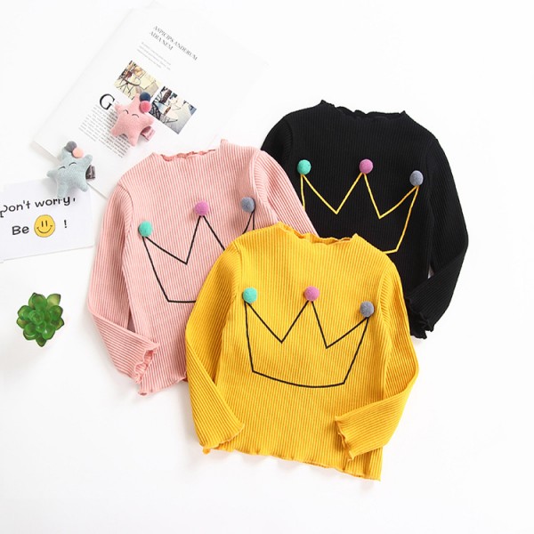 2020 spring and autumn foreign trade children's wear basic shirt girl's basic shirt baby crown long sleeve T-shirt t183