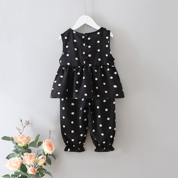 EW foreign trade children's summer new suit 2020 girls' Polka Dot sleeveless bloomers cute two piece set tz15