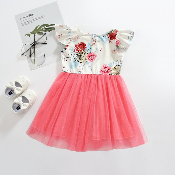 Ew children's clothing 2020 summer new cross border Euro American Girl Flower Princess Dress Baby Dress 1924