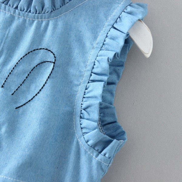 EW foreign trade children's clothing 2020 summer new Korean children's lovely princess kitten embroidery denim skirt q155