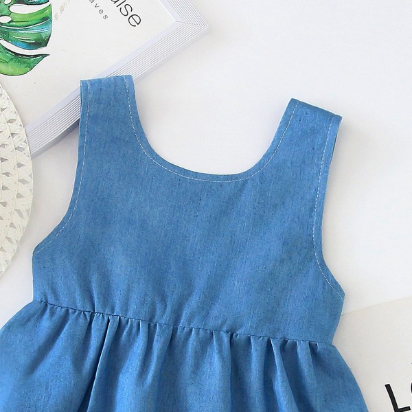 EW foreign trade children's clothing 2020 summer suit vest bow cute baby girl dress hat cx39