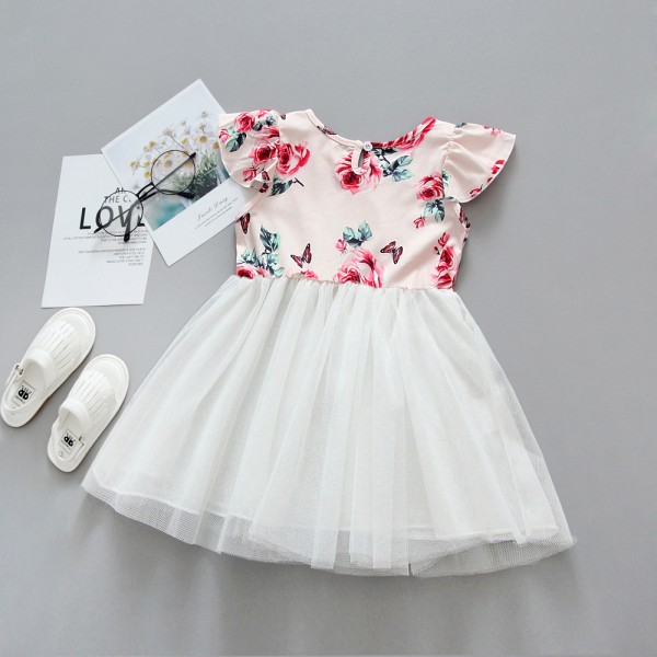 EW foreign trade children's clothing 2020 summer new Euro American girl flower princess skirt baby girl lovely dress