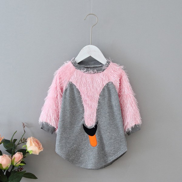 1.1ew foreign trade children's wear autumn and winter 2020 girls' Plush Swan long sweater 1891