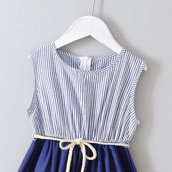 EW foreign trade children's clothing 2020 summer new girls' fashion stripe stitching waist lace up vest skirt q181