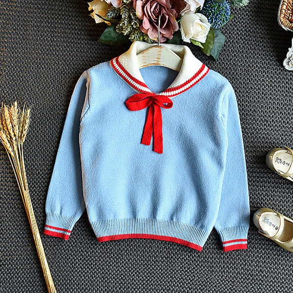 EW foreign trade children's clothing girls' autumn winter college Navy style knitted sweater foreign style pleated skirt suit tz19