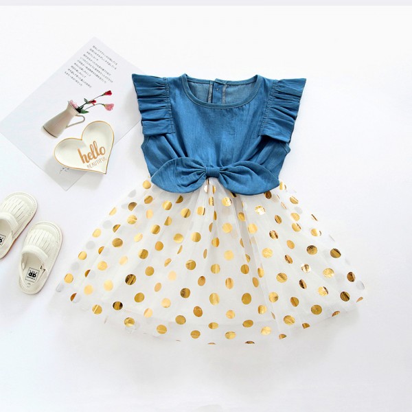 EW foreign trade children's wear 2020 new summer girls' dress Korean bow net princess skirt 1938