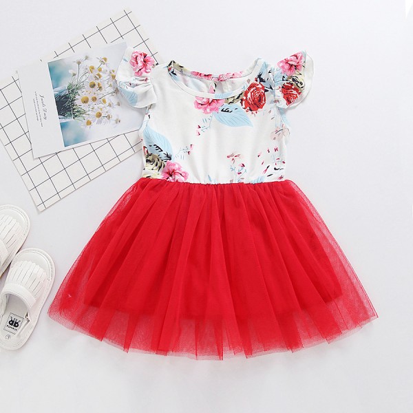 Ew children's clothing 2020 summer new cross border Euro American Girl Flower Princess Dress Baby Dress 1924