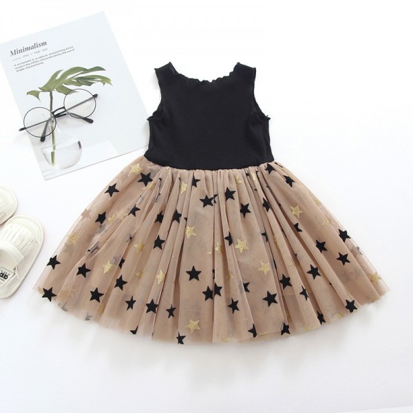 EW foreign trade children's clothing 2020 summer new cross border girl five pointed star print princess skirt 1946