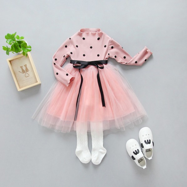 Children's 2020 spring and Autumn New Korean girls' dot dress princess skirt dr-01