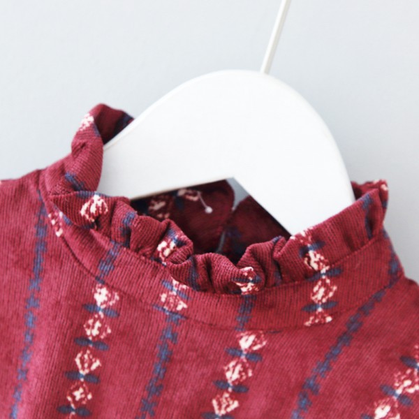 EW foreign trade children's wear 2020 girls' foreign style dress autumn winter little girl wine red Korean skirt 902