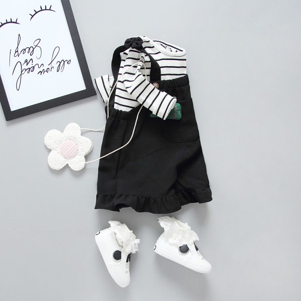 One hair generation children's clothing 2020 spring new girl's suit Korean stripe T-shirt wide leg pants two piece set T03