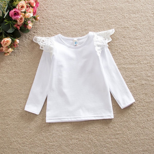 Foreign trade children's wear in Europe and America autumn girls Lace Long Sleeve T-shirt tx12