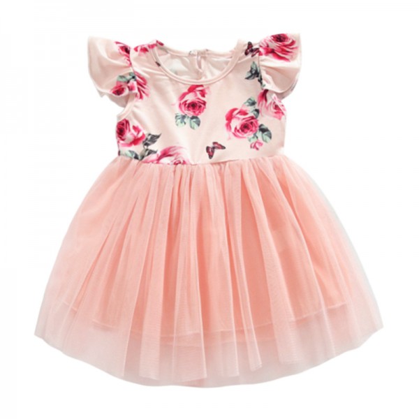 EW foreign trade children's clothing 2020 summer new Euro American girl flower princess skirt baby girl lovely dress