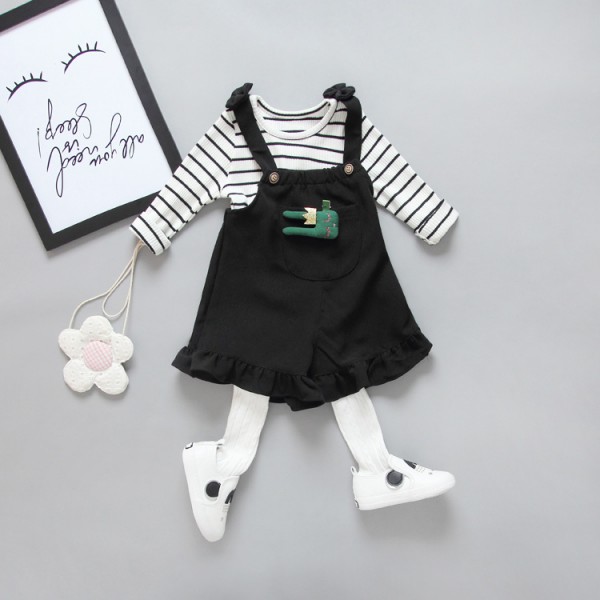 One hair generation children's clothing 2020 spring new girl's suit Korean stripe T-shirt wide leg pants two piece set T03