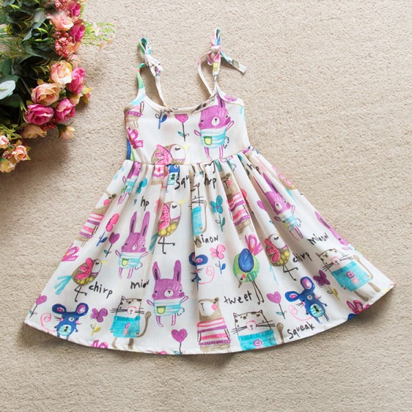 EW foreign trade children's wear Europe and America new cartoon graffiti girl Chiffon suspender skirt 168