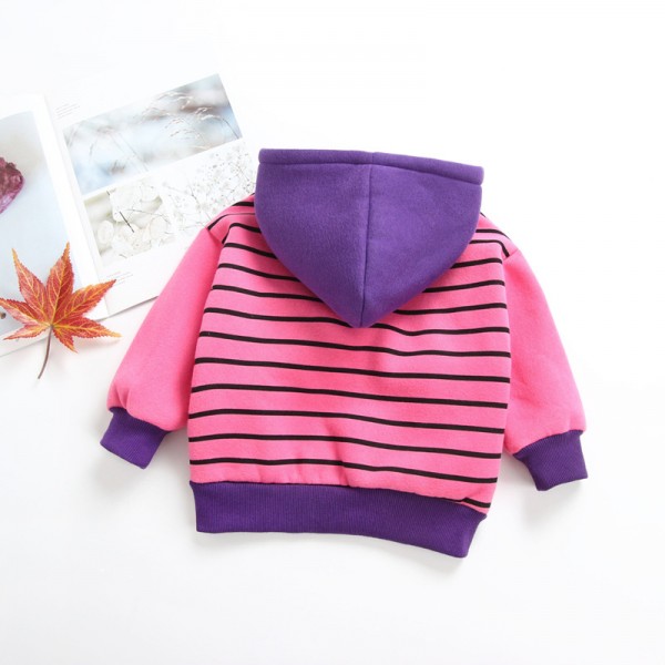 1.3ew foreign trade children's clothing autumn and winter 2018 Korean version new men's and women's color matching stripe thickened fleece sweater 1813