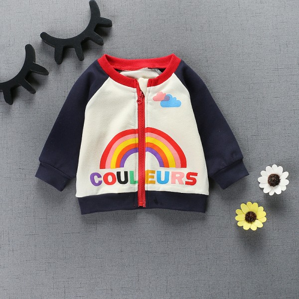 1.1 generation of foreign trade children's clothing 2020 autumn new rainbow baby knitted cardigan jacket 1871