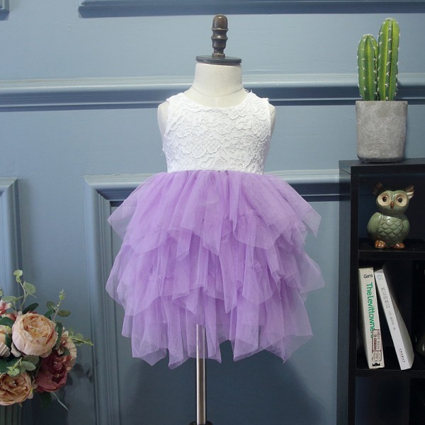 A hair substitute children's dress 2020 summer Europe beautiful girl sweet lace princess skirt cake skirt 1848