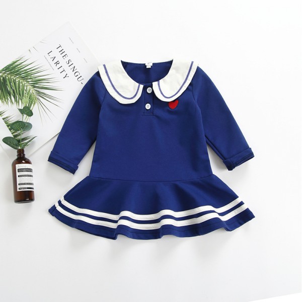 0.6ew foreign trade children's wear 2020 spring new girl's College Style Embroidered spring and autumn dress 1918