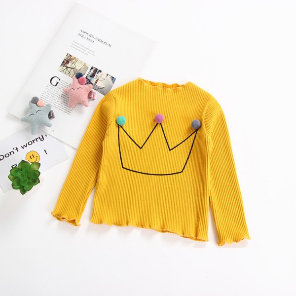 2020 spring and autumn foreign trade children's wear basic shirt girl's basic shirt baby crown long sleeve T-shirt t183
