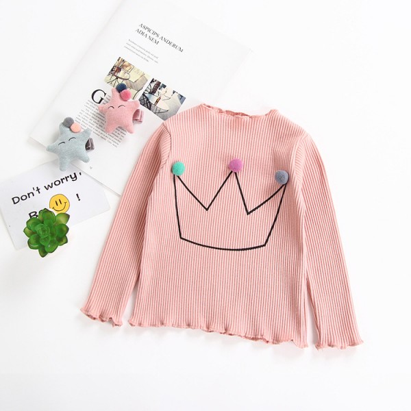 2020 spring and autumn foreign trade children's wear basic shirt girl's basic shirt baby crown long sleeve T-shirt t183