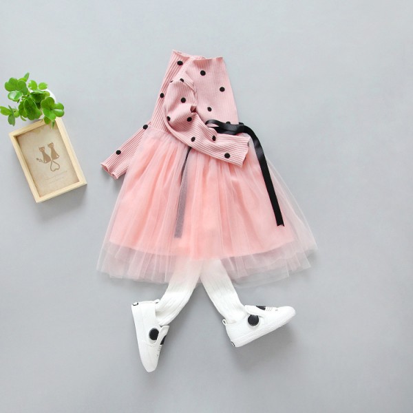 Children's 2020 spring and Autumn New Korean girls' dot dress princess skirt dr-01